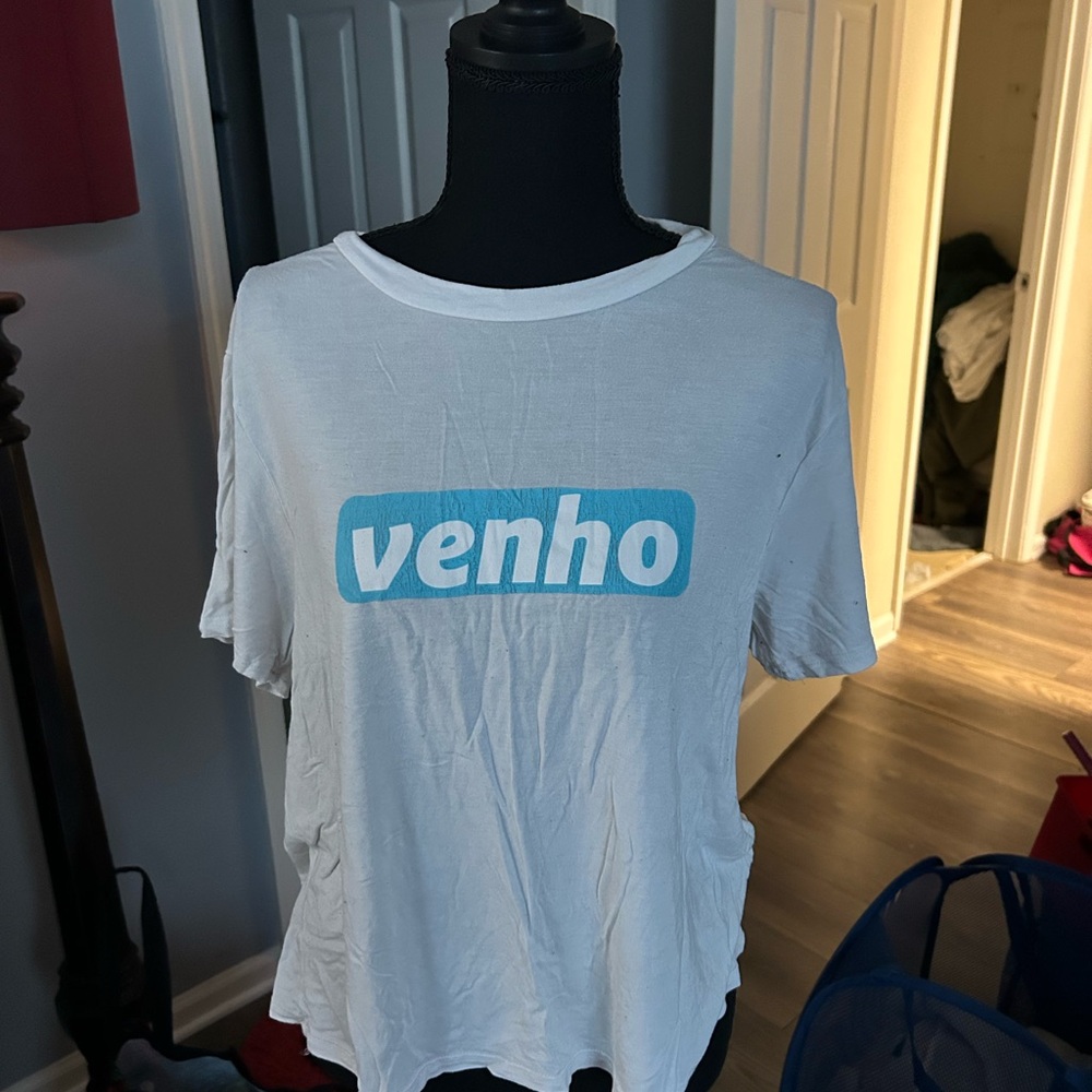 Funny Venmo/Venho White T-Shirt with Blue Logo
